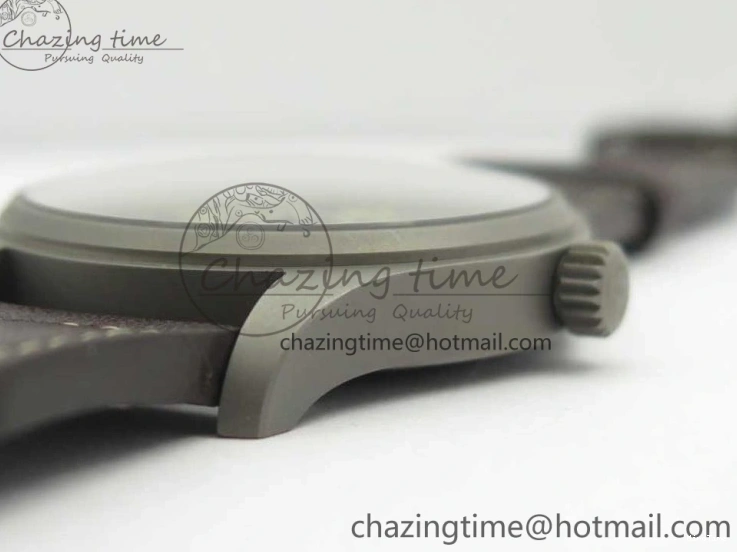 MIROTIME 0504 SmartChoice Mark XVIII IW327006 Titanium M+F 1:1 Best Edition Black Dial on Brown Leather Strap A 7145
